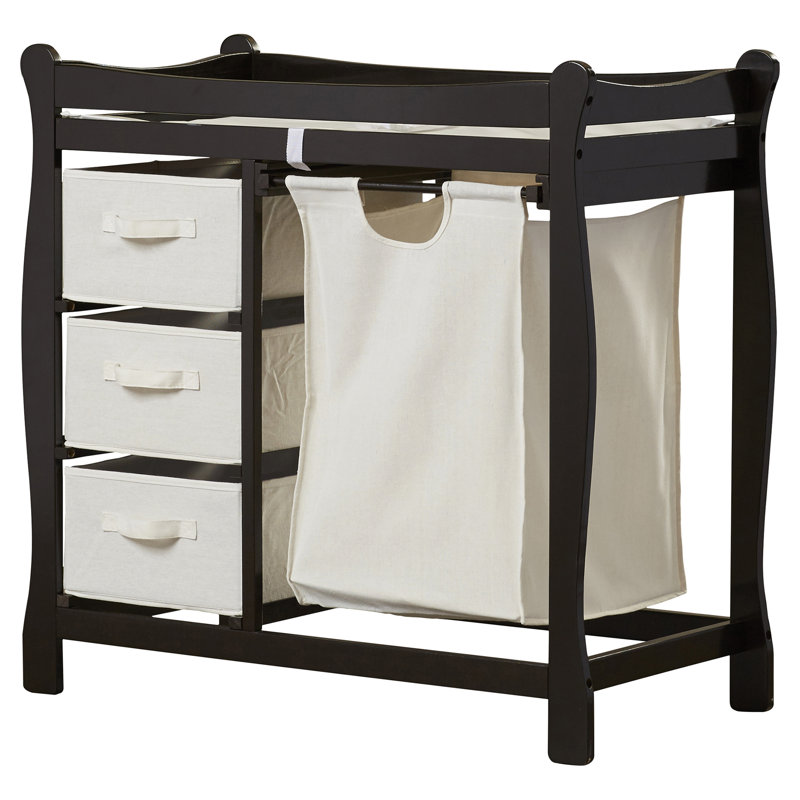 Ocean Alexander Sleigh Style Baby Changing Table with 3 Baskets and Hamper & Reviews Birch Lane
